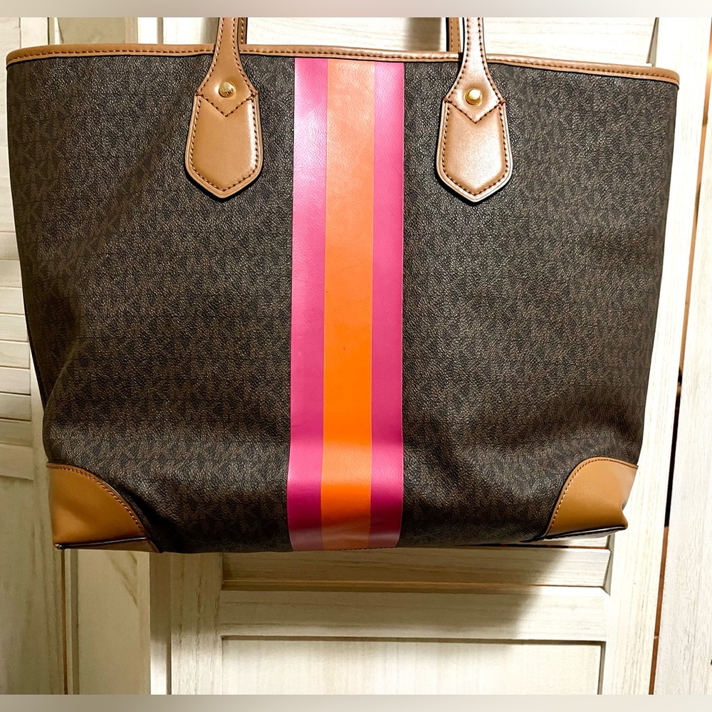 Michael Kors Womens Logo Stripe Zipper Hoodie Black Size Petite Medium main image 1